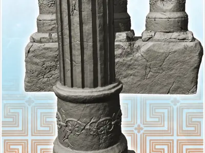 Set of ruined antique columns 1 - Ancient Classic Old Archaic 3D print model