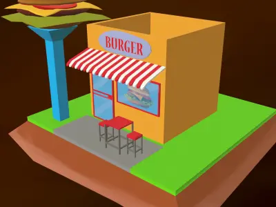 Burger Shop Free low-poly 3D model
