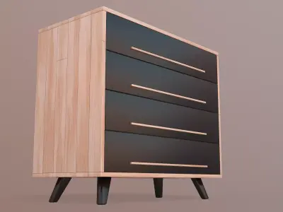 Wooden Modern Floor Dresser Low-poly 3D model