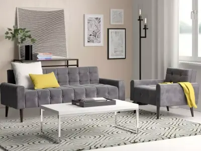 Perry 2 Piece Living Room Table Chair Set - 4 Colour 3D model