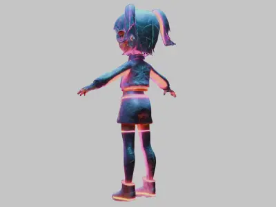Cyberpunk Girl 3D Model - Sci-Fi Female Character Low-poly 3D model