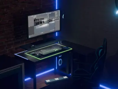 simple game room Low-poly 3D model