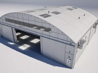Aircraft Hangar Low-poly 3D model