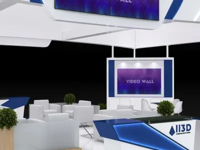 Exhibition Stand Stall Four Side Open 14X6 3D model