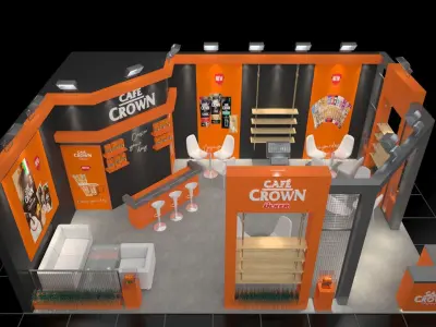 Model Description Exhibition Stand Cafe Crown Full Set 3D model