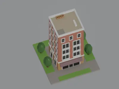Low Poly Building Low-poly 3D model get
