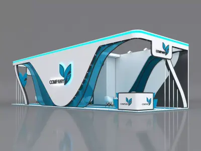 Booth Exhibition Stand Stall 15x5m Height 400 cm 3 Side Open 3D model