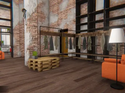 loft - modular interior Low-poly 3D model