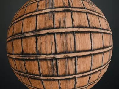  Weathered Medieval Barrel Wood with Iron Bands  Texture