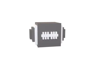 Voxel Rugby Ball v1 003 Low-poly 3D model