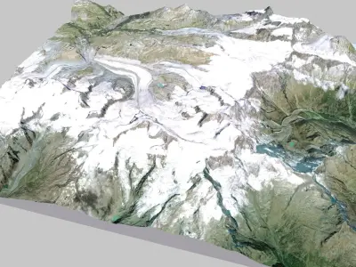Mountain landscape Monte Rosa Gletscher Zermatt Switzerland 3D model