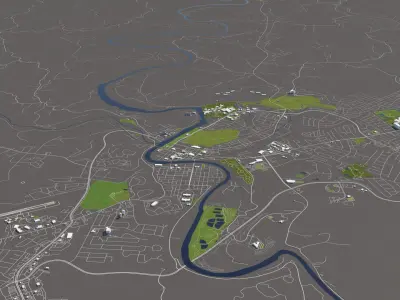 Frankfort Kentucky USA 50x50km 3D City Map 3D model