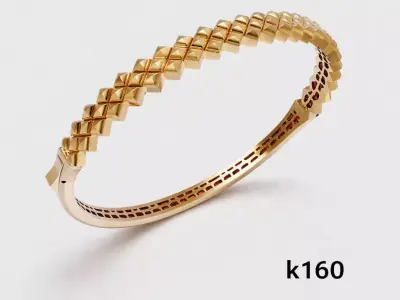 LYRION  Geometric Women Gold Bangle 3D print model