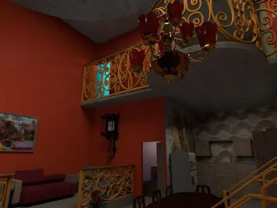 House interior of with walls Low-poly 3D model