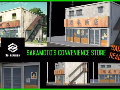sakamoto days store - convenience store- japanese store-stl Low-poly 3D model