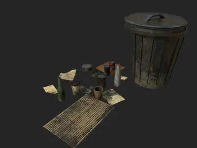 Garbage and Trash Low-poly 3D model