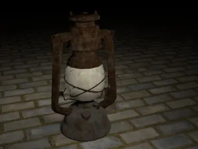 Kirosene Lamp Low-poly 3D model