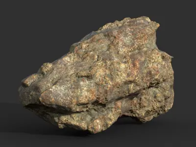 Low poly Damaged Granite Rock A 200101 Low-poly 3D model