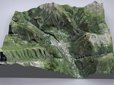Mountain landscape Brig Switzerland 3D model