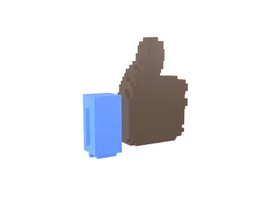 Voxel Facebook Like Button v1 008 Low-poly 3D model