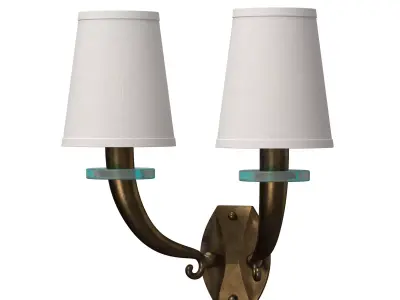 Wall Lights Brass Glass Fabric Italy 1950s 3D model