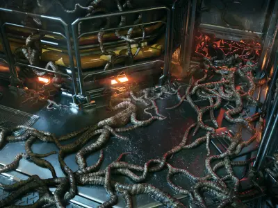 Alien Tendrils 22 Variants and Environment - 3D Asset Kit PBR Low-poly 3D model