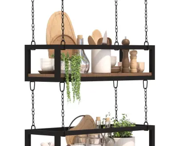 Hanging Cube Floating Shelves Ceiling 3D model