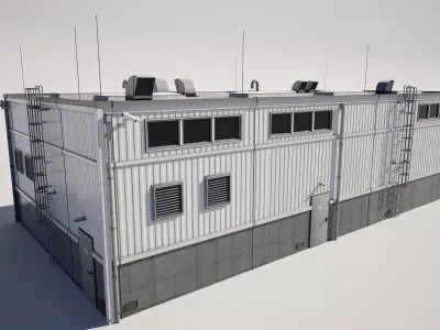  Industrial Warehouse Building Low-poly 3D model