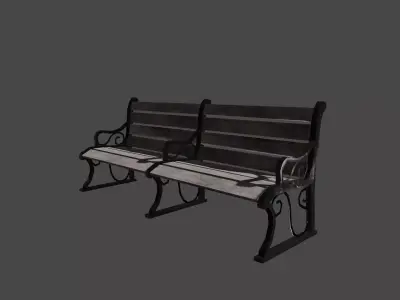 Urban Park Benches Low-poly 3D model