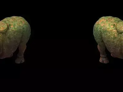 the tomb guardian beast rhinoceros stone statue 1 3D model