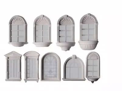 Window-shaped decorative mirror 3D model