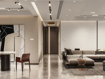 kitchen dining Modern living room 3D model