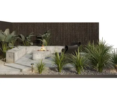 Terrace with a fireplace 3D model