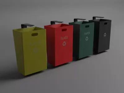 Street Trash Can Low-poly 3D model purchase
