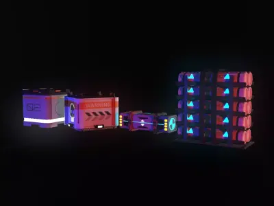 SCI-FI Box Pack  Low-poly 3D model