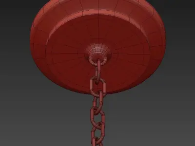 Wide Aged Brass Chandelier 3D model
