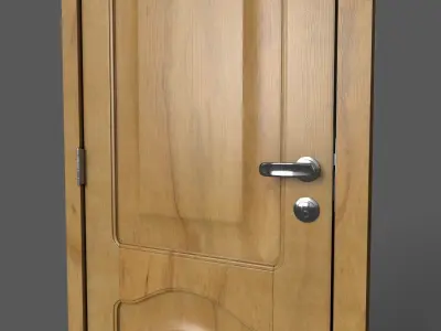 Wooden Door Low-poly 3D model 10