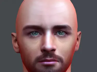 Male head Realistic Perfect Head Low-poly 3D model game ready Low-poly 3D model