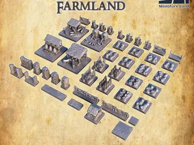 Openlock Farmland Pack Tabletop Terrain 28 MM 3D print model