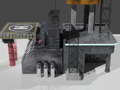 Sci-Fi base low-poly 3D model Low-poly 3D model