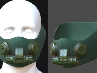 Gas mask helmet 3d model scifi Low-poly  Low-poly 3D model