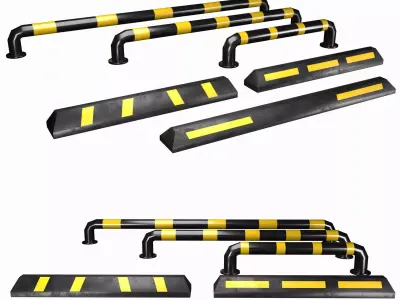 Parking wheel bumper Low-poly 3D model