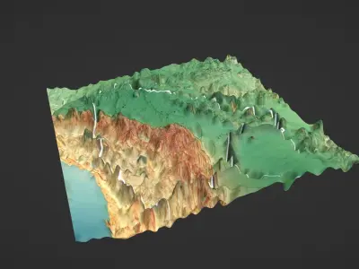 Bolivia Map Topography Low-poly 3D model