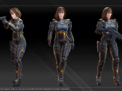 Scifi Soldier Scarlet Low-poly 3D model
