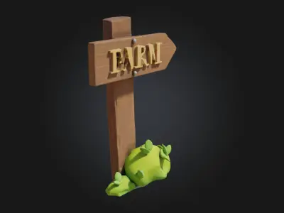 Farm Direction Sign Guiding the Way to Rustic Charm 3D model