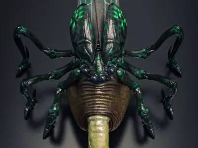 Alien Earth  Beetle like Creature  3D Model 3D print model