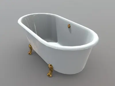 Bathtube bathtub with gold legs Low-poly 3D model