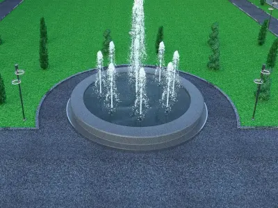 MODEL FOUNTAIN in park Low-poly 3D model