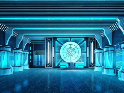 Futuristic Sci-Fi Lab Hall with Corridor 3D model