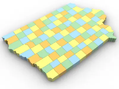 Iowa Political Map 3D model